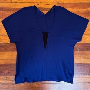 Royal Blue Keyhole Short Sleeve Top